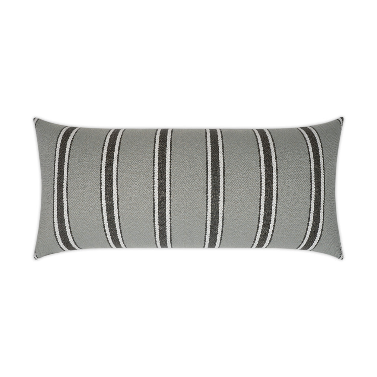 D.V. KAP HOME   12" x 24" Outdoor Peyton Lumbar Pillow - Grey Stripes, Traditional    - OD-357-G-1224