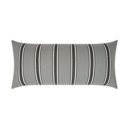 D.V. KAP HOME   12" x 24" Outdoor Peyton Lumbar Pillow - Grey Stripes, Traditional    - OD-357-G-1224