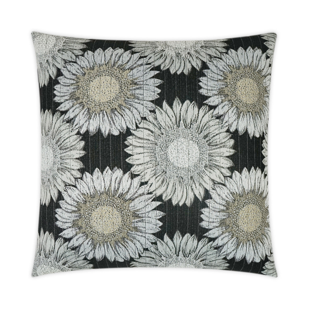 D.V. KAP HOME   22" x 22" Outdoor Daisy Chain Pillow - Black Floral    - OD-360-B-2222