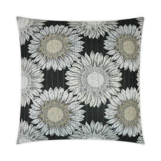 D.V. KAP HOME   22" x 22" Outdoor Daisy Chain Pillow - Black Floral    - OD-360-B-2222