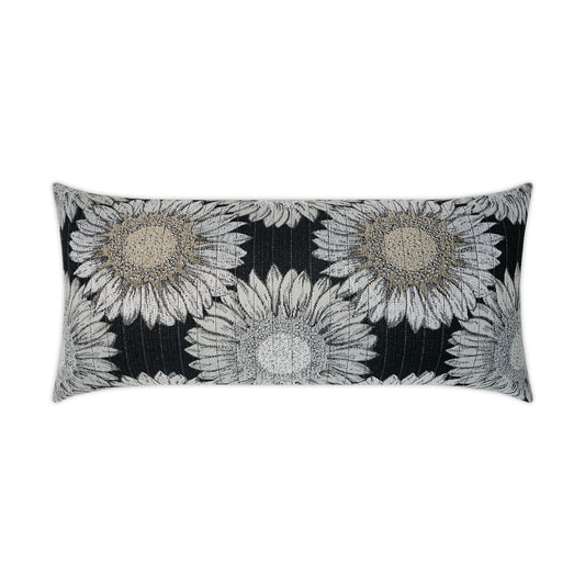 D.V. KAP HOME   12" x 24" Outdoor Daisy Chain Lumbar Pillow - Black Floral    - OD-361-B-1224