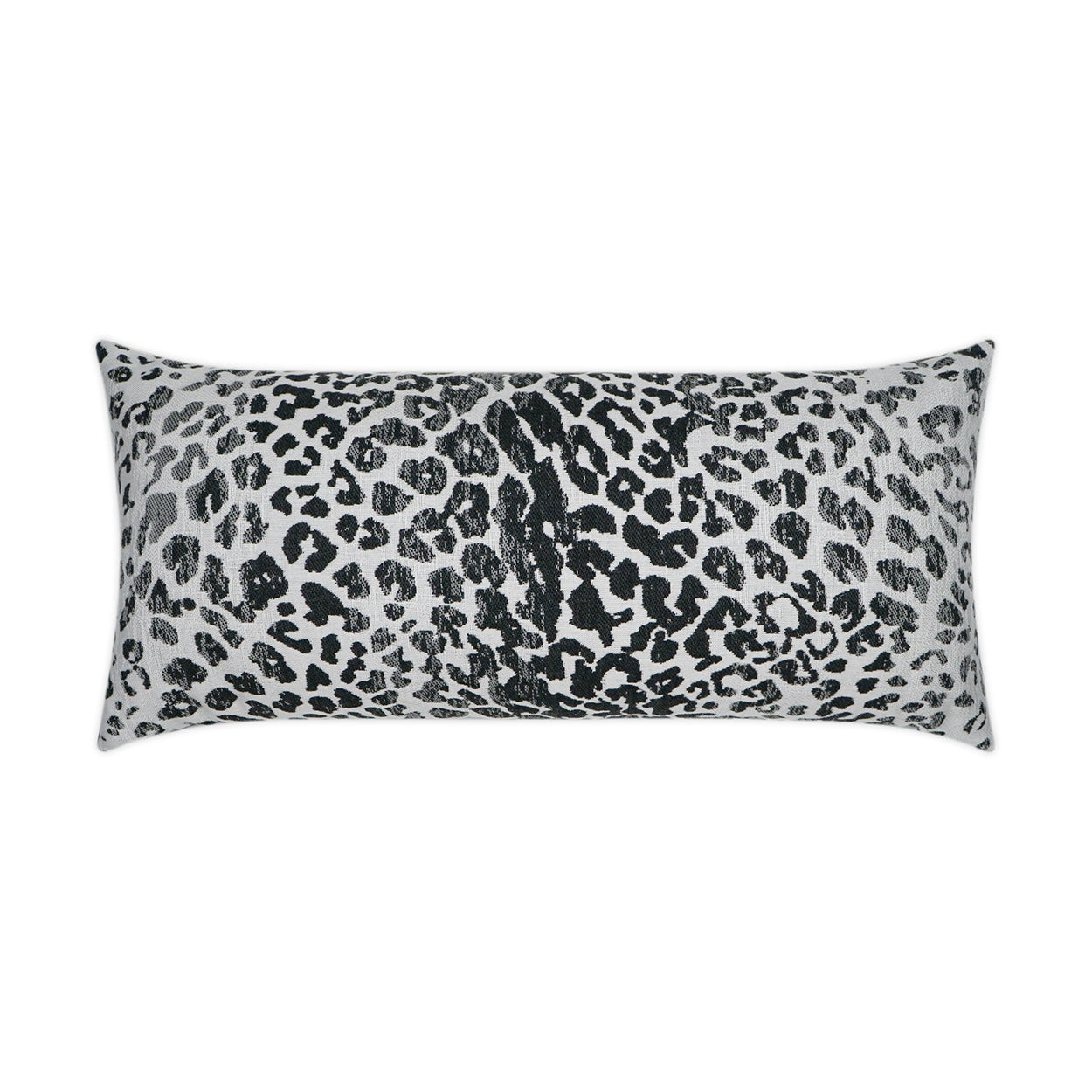 Rectangular throw pillow with gray and black leopard print, plush fabric.
