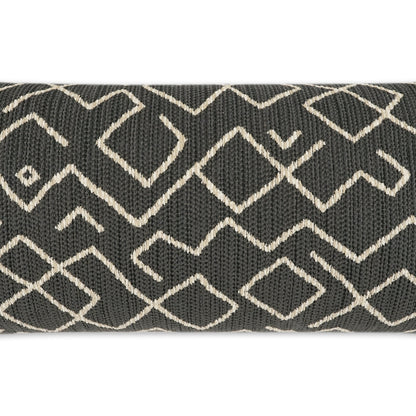 D.V. KAP HOME   12" x 24" Outdoor Kraken Lumbar Pillow - Charcoal Abstract, Global    - OD-393-C-1224