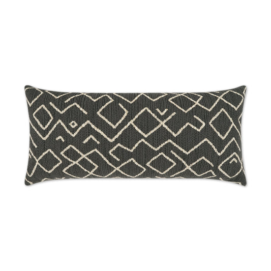 D.V. KAP HOME   12" x 24" Outdoor Kraken Lumbar Pillow - Charcoal Abstract, Global    - OD-393-C-1224