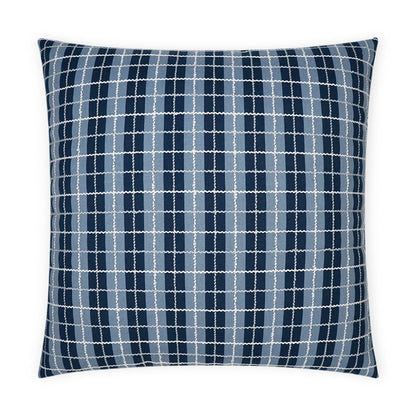 D.V. KAP HOME   22" x 22" Outdoor Ando Pillow - Azure Plaid - Check    - OD-394-A-2222