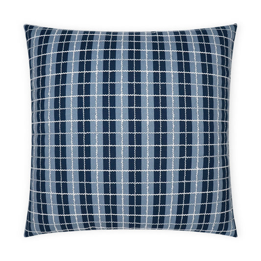 D.V. KAP HOME   22" x 22" Outdoor Ando Pillow - Azure Plaid - Check    - OD-394-A-2222