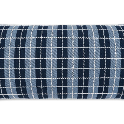 D.V. KAP HOME   12" x 24" Outdoor Ando Lumbar Pillow - Azure Plaid - Check    - OD-395-A-1224