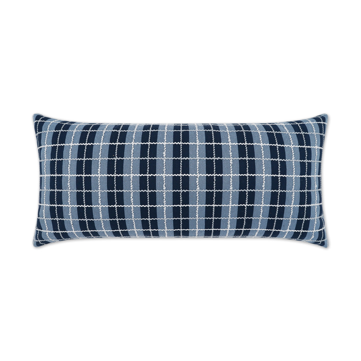 D.V. KAP HOME   12" x 24" Outdoor Ando Lumbar Pillow - Azure Plaid - Check    - OD-395-A-1224