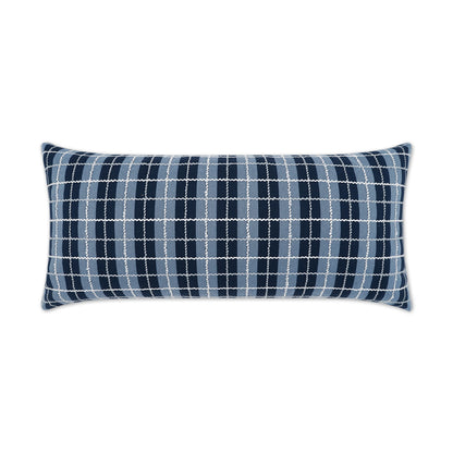 D.V. KAP HOME   12" x 24" Outdoor Ando Lumbar Pillow - Azure Plaid - Check    - OD-395-A-1224