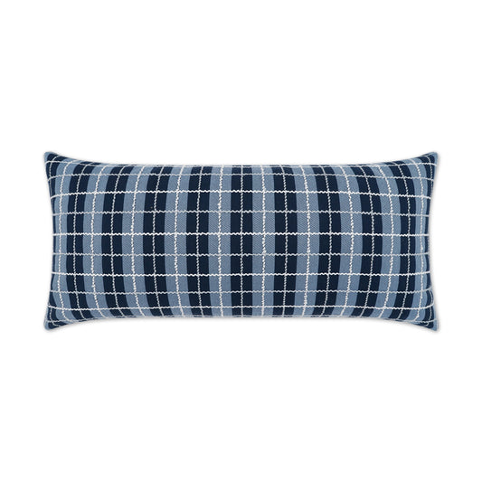 D.V. KAP HOME   12" x 24" Outdoor Ando Lumbar Pillow - Azure Plaid - Check    - OD-395-A-1224