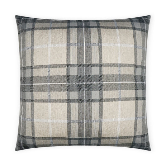 D.V. KAP HOME   22" x 22" Outdoor Roddy Pillow - Flax Plaid - Check    - OD-399-F-2222