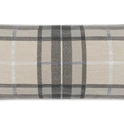 D.V. KAP HOME   12" x 24" Outdoor Roddy Lumbar Pillow - Flax Plaid - Check    - OD-400-F-1224