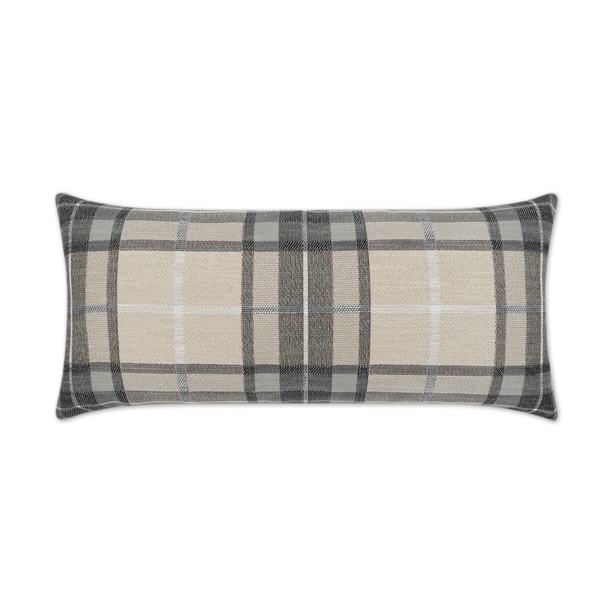 D.V. KAP HOME   12" x 24" Outdoor Roddy Lumbar Pillow - Flax Plaid - Check    - OD-400-F-1224