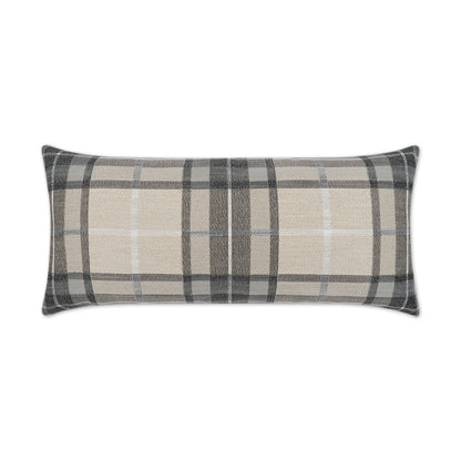 D.V. KAP HOME   12" x 24" Outdoor Roddy Lumbar Pillow - Flax Plaid - Check    - OD-400-F-1224