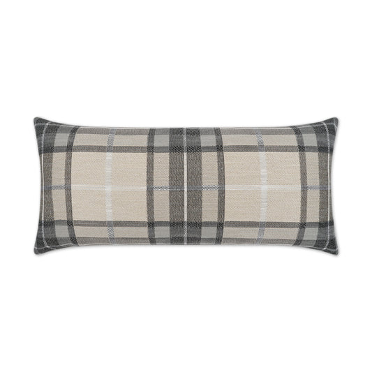 D.V. KAP HOME   12" x 24" Outdoor Roddy Lumbar Pillow - Flax Plaid - Check    - OD-400-F-1224