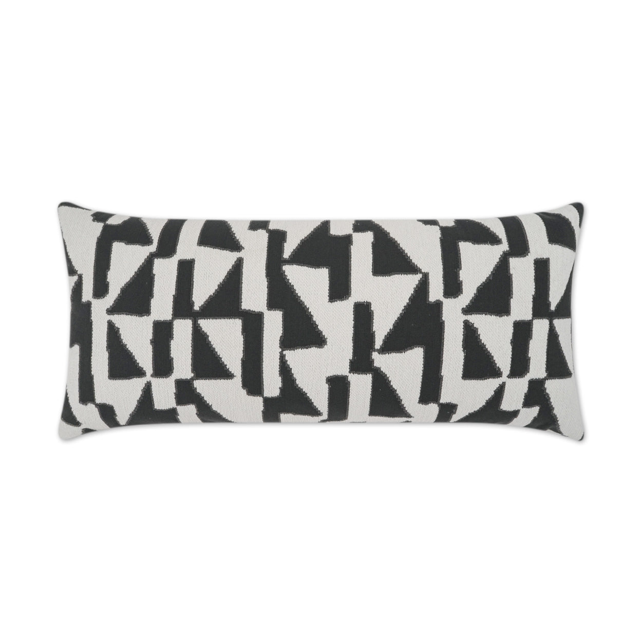 12" x 24" outdoor grey geometric lumbar pillow with a modern abstract design.