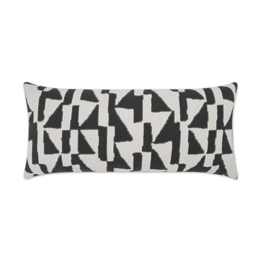 D.V. KAP HOME   12" x 24" Outdoor Imka Lumbar Pillow - Grey Geometric, Modern, Abstract    - OD-410-G-1224