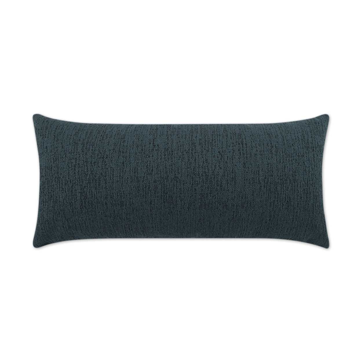 Dark teal outdoor lumbar pillow, 12" x 24", uniform solid color.