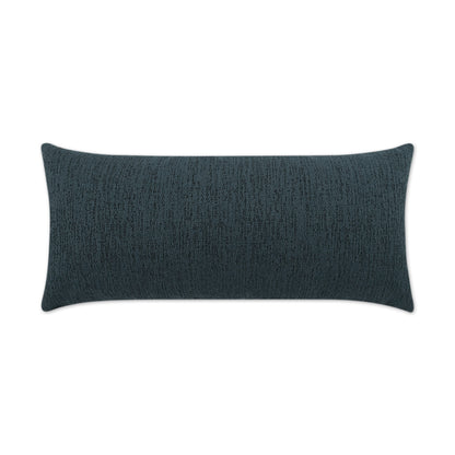 Dark teal outdoor lumbar pillow, 12" x 24", uniform solid color.