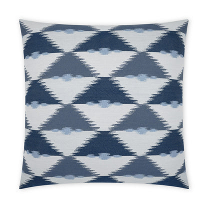 D.V. KAP HOME   22" x 22" Outdoor Duality Pillow - Indigo Geometric, Transitional    - OD-416-I-2222