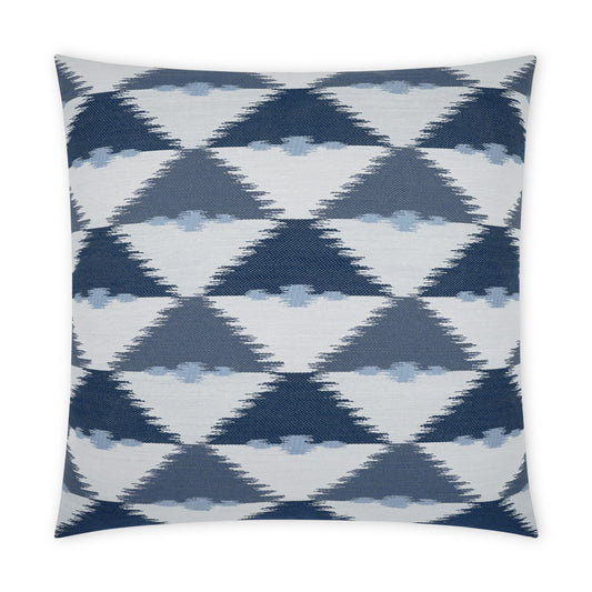 D.V. KAP HOME   22" x 22" Outdoor Duality Pillow - Indigo Geometric, Transitional    - OD-416-I-2222
