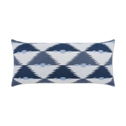 D.V. KAP HOME   12" x 24" Outdoor Duality Lumbar Pillow - Indigo Geometric, Transitional    - OD-417-I-1224