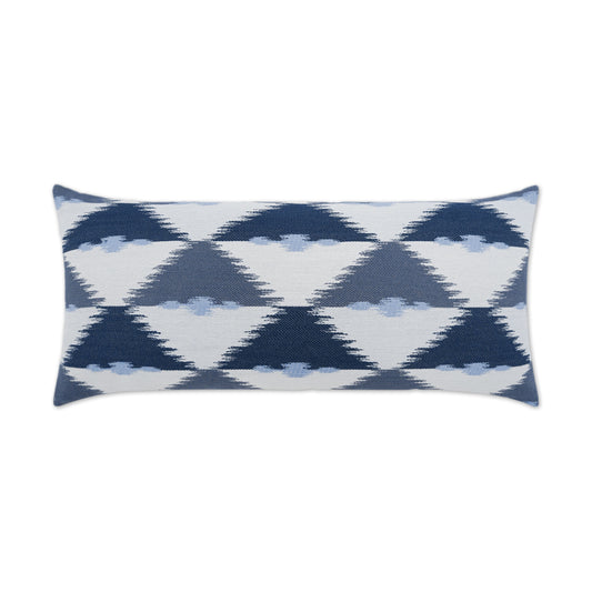 D.V. KAP HOME   12" x 24" Outdoor Duality Lumbar Pillow - Indigo Geometric, Transitional    - OD-417-I-1224