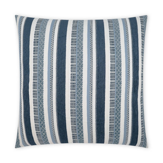 D.V. KAP HOME   22" x 22" Outdoor Oriana Pillow - Indigo Stripes, Farmhouse, Global    - OD-422-I-2222