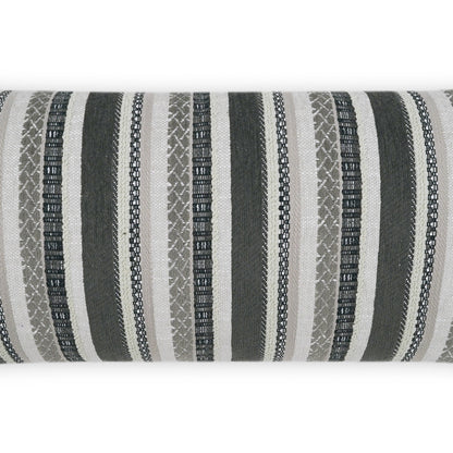 D.V. KAP HOME   12" x 24" Outdoor Oriana Lumbar Pillow - Grey Stripes, Farmhouse, Global    - OD-423-G-1224