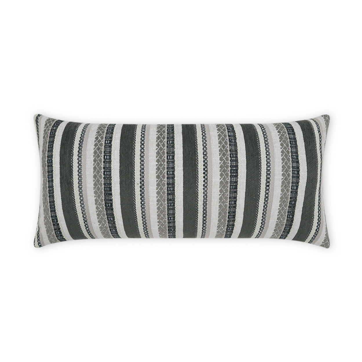 D.V. KAP HOME   12" x 24" Outdoor Oriana Lumbar Pillow - Grey Stripes, Farmhouse, Global    - OD-423-G-1224