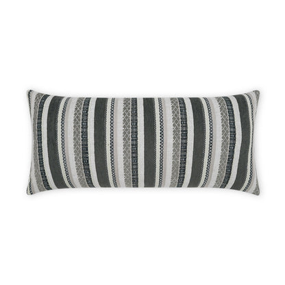 D.V. KAP HOME   12" x 24" Outdoor Oriana Lumbar Pillow - Grey Stripes, Farmhouse, Global    - OD-423-G-1224