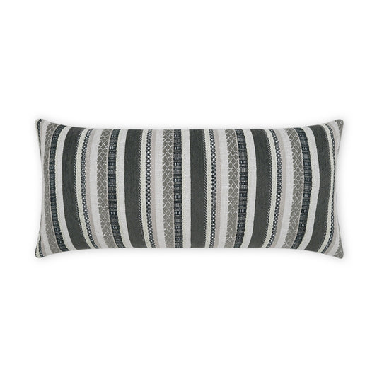 D.V. KAP HOME   12" x 24" Outdoor Oriana Lumbar Pillow - Grey Stripes, Farmhouse, Global    - OD-423-G-1224