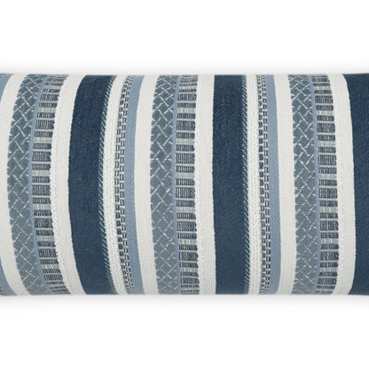 D.V. KAP HOME   12" x 24" Outdoor Oriana Lumbar Pillow - Indigo Stripes, Farmhouse, Global    - OD-423-I-1224