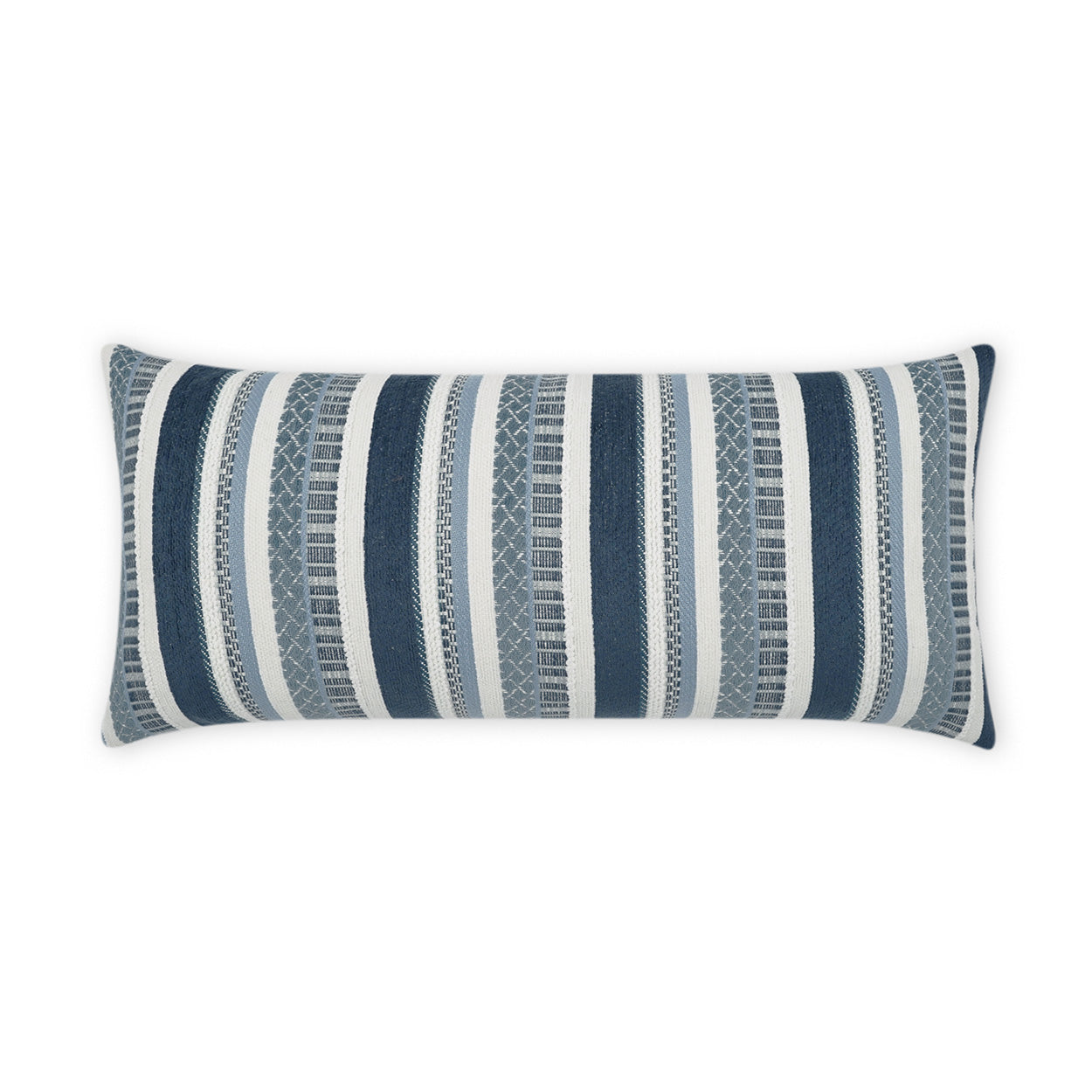 D.V. KAP HOME   12" x 24" Outdoor Oriana Lumbar Pillow - Indigo Stripes, Farmhouse, Global    - OD-423-I-1224