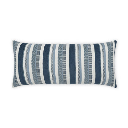 D.V. KAP HOME   12" x 24" Outdoor Oriana Lumbar Pillow - Indigo Stripes, Farmhouse, Global    - OD-423-I-1224