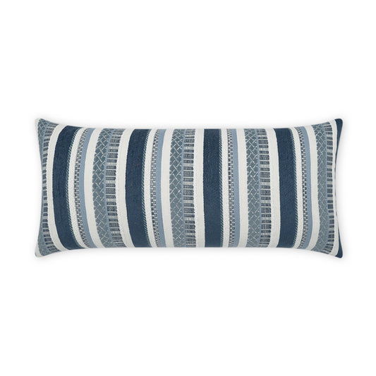 D.V. KAP HOME   12" x 24" Outdoor Oriana Lumbar Pillow - Indigo Stripes, Farmhouse, Global    - OD-423-I-1224