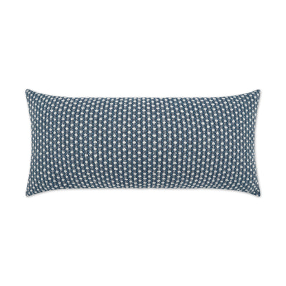D.V. KAP HOME   12" x 24" Outdoor Dot Dash Lumbar Pillow - Blue Circular - Dots, Textured, Farmhouse    - OD-427-B-1224