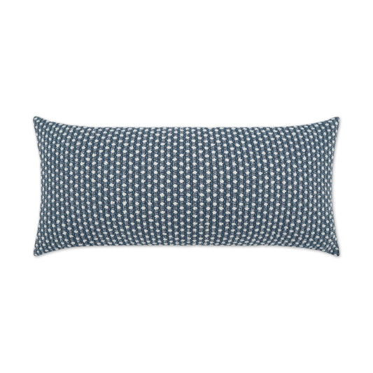 D.V. KAP HOME   12" x 24" Outdoor Dot Dash Lumbar Pillow - Blue Circular - Dots, Textured, Farmhouse    - OD-427-B-1224