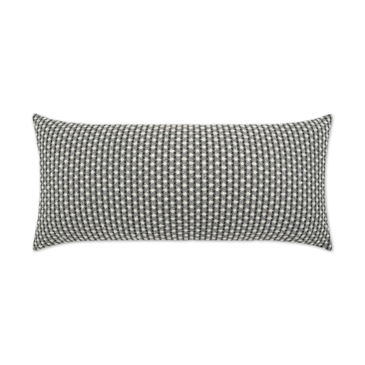 D.V. KAP HOME   12" x 24" Outdoor Dot Dash Lumbar Pillow - Grey Circular - Dots, Textured, Farmhouse    - OD-427-G-1224