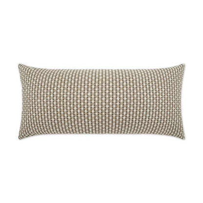 D.V. KAP HOME   12" x 24" Outdoor Dot Dash Lumbar Pillow - Taupe Circular - Dots, Textured, Farmhouse    - OD-427-T-1224