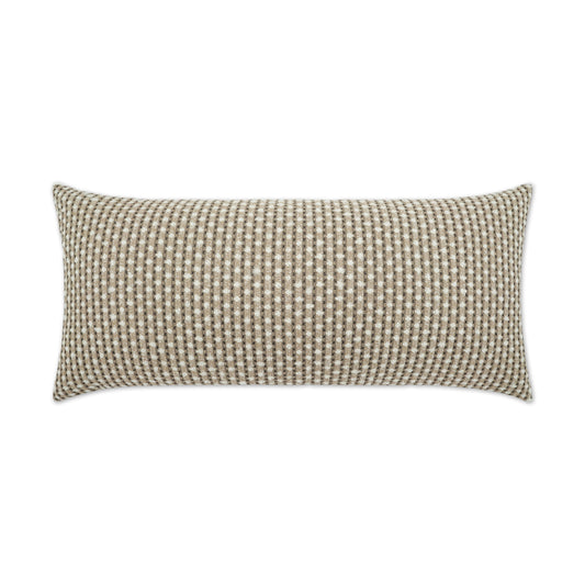 D.V. KAP HOME   12" x 24" Outdoor Dot Dash Lumbar Pillow - Taupe Circular - Dots, Textured, Farmhouse    - OD-427-T-1224