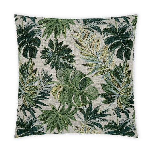 D.V. KAP HOME   22" x 22" Outdoor Rain Forest Pillow - Green Floral    - OD-432-G-2222