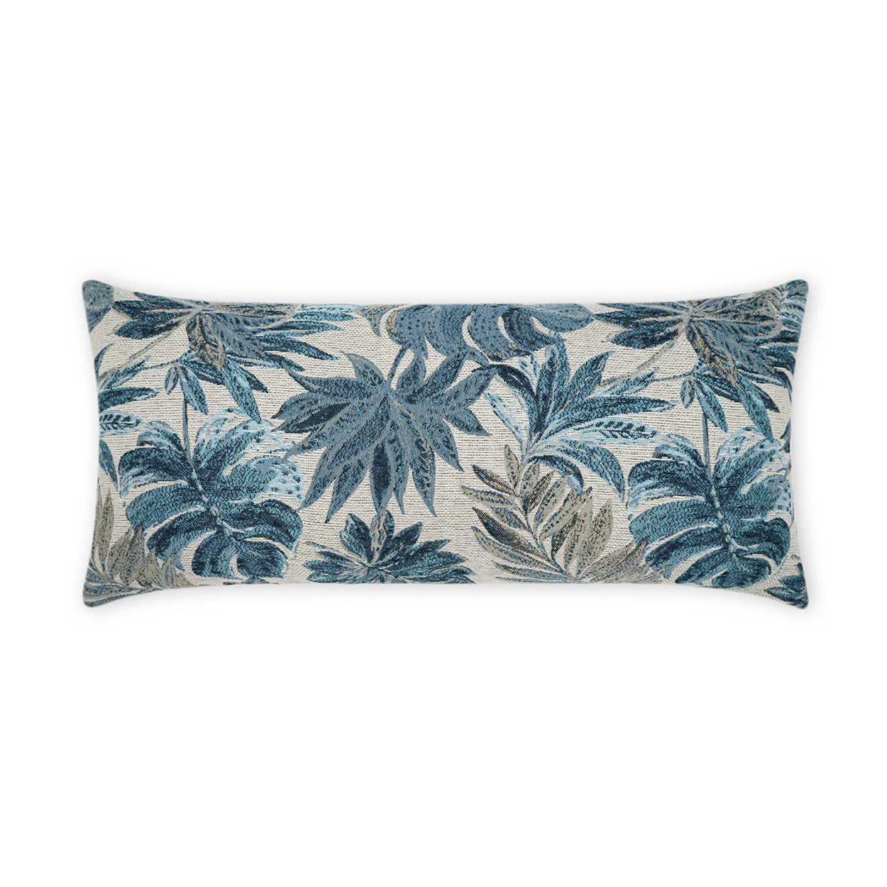 D.V. KAP HOME   12" x 24" Outdoor Rain Forest Lumbar Pillow - Blue Floral    - OD-433-B-1224