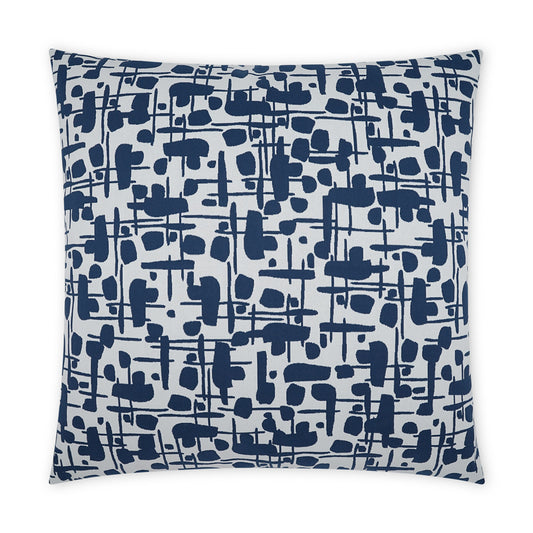 D.V. KAP HOME   22" x 22" Outdoor Jargon Pillow - Blue Abstract, Modern    - OD-434-B-2222