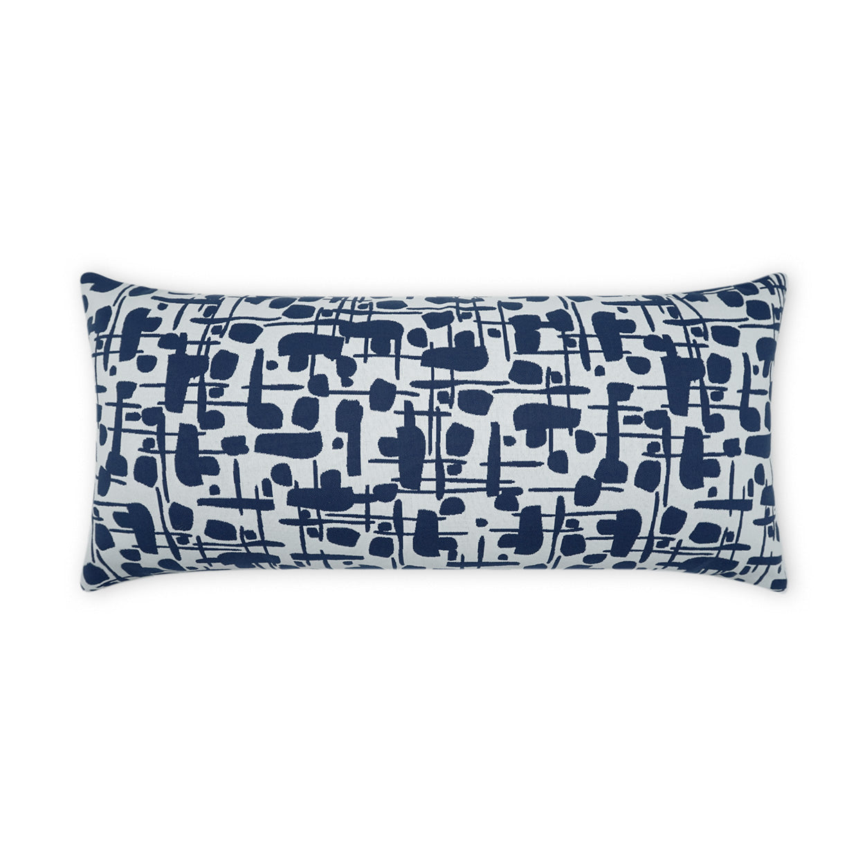D.V. KAP HOME   12" x 24" Outdoor Jargon Lumbar Pillow - Blue Abstract, Modern    - OD-435-B-1224