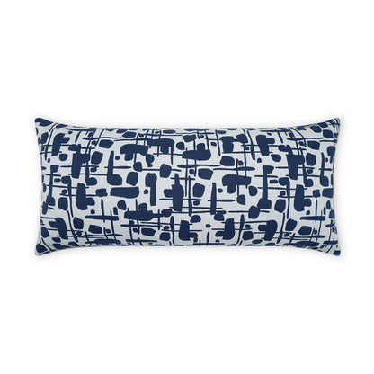 D.V. KAP HOME   12" x 24" Outdoor Jargon Lumbar Pillow - Blue Abstract, Modern    - OD-435-B-1224