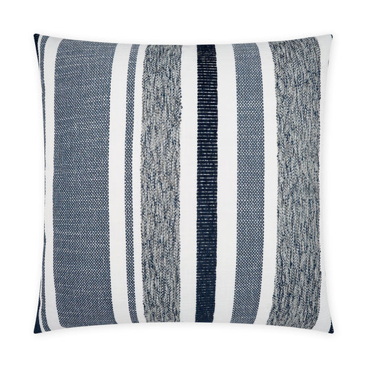 D.V. KAP HOME   22" x 22" Outdoor Skandia Pillow - Indigo Stripes, Transitional    - OD-444-I-2222