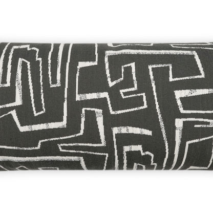 D.V. KAP HOME   12" x 24" Outdoor Theon Lumbar Pillow - Onyx Modern, Abstract, Geometric    - OD-451-O-1224