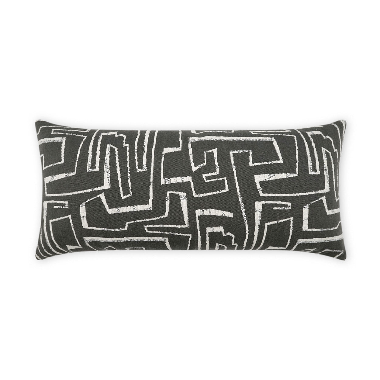 D.V. KAP HOME   12" x 24" Outdoor Theon Lumbar Pillow - Onyx Modern, Abstract, Geometric    - OD-451-O-1224