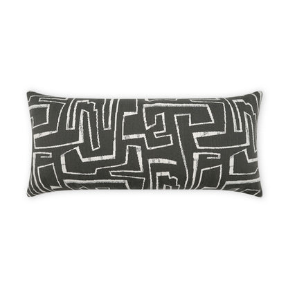 D.V. KAP HOME   12" x 24" Outdoor Theon Lumbar Pillow - Onyx Modern, Abstract, Geometric    - OD-451-O-1224